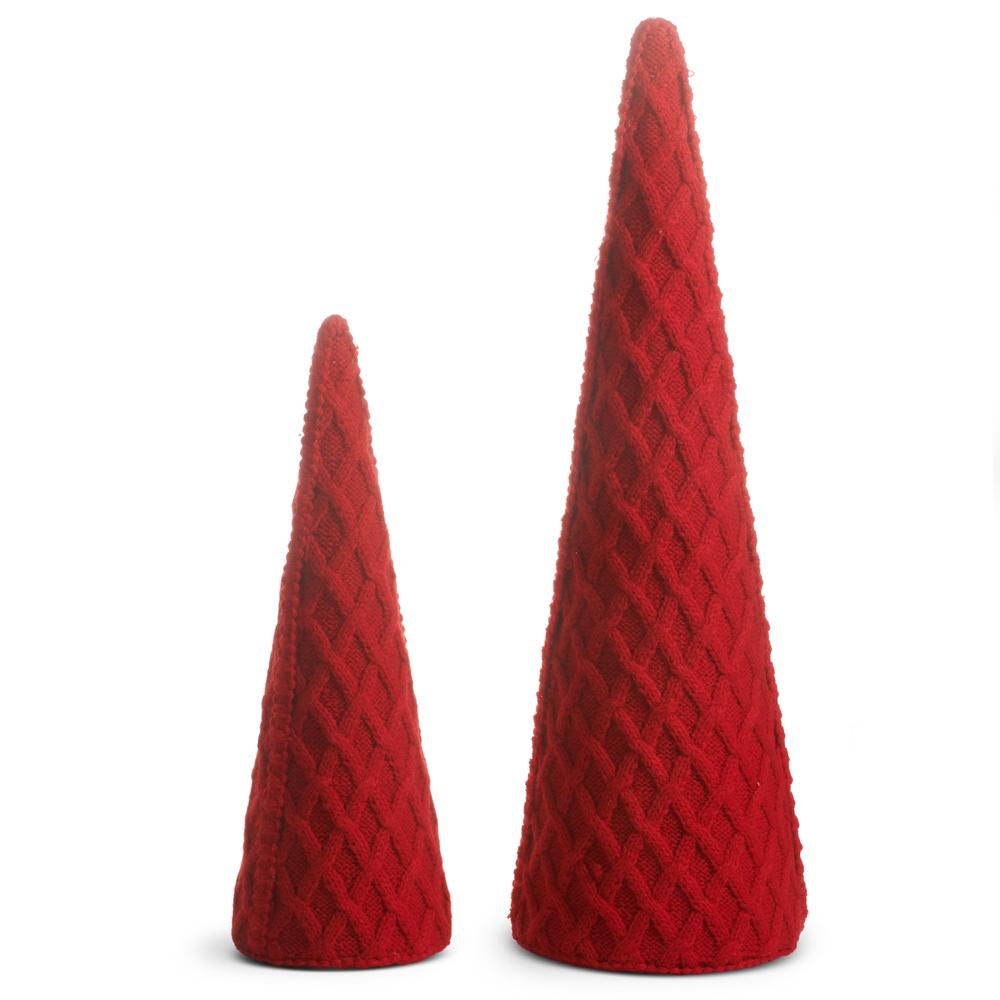 RAZ Imports 18.5" Red Cable Knit Cone Trees