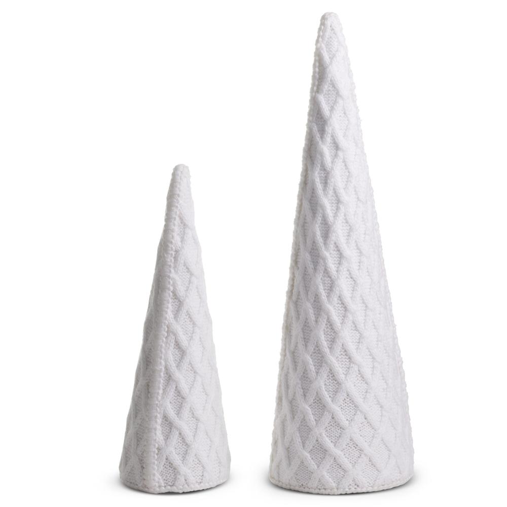 RAZ Imports 18.5" White Cable Knit Cone Trees