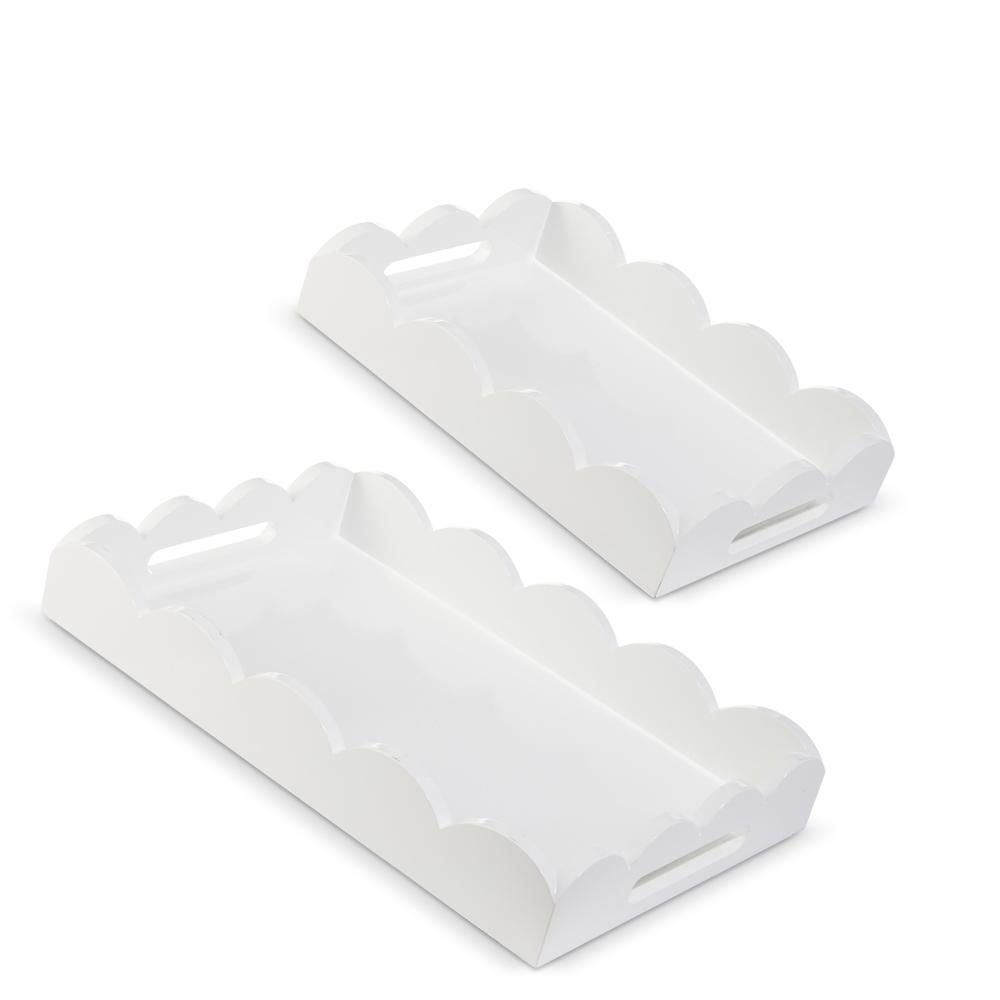 RAZ Imports 18.5" White Scalloped Trays