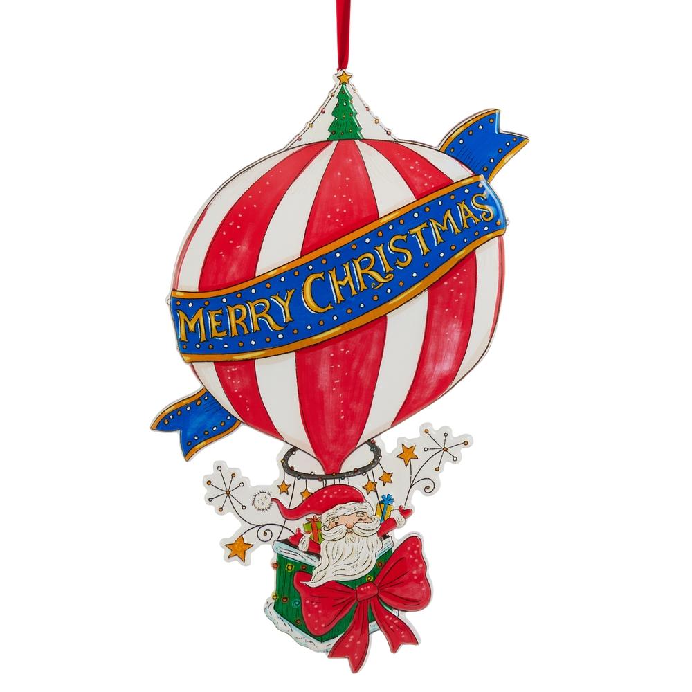 RAZ Imports 18" Ballooning Santa Stamped Metal Art