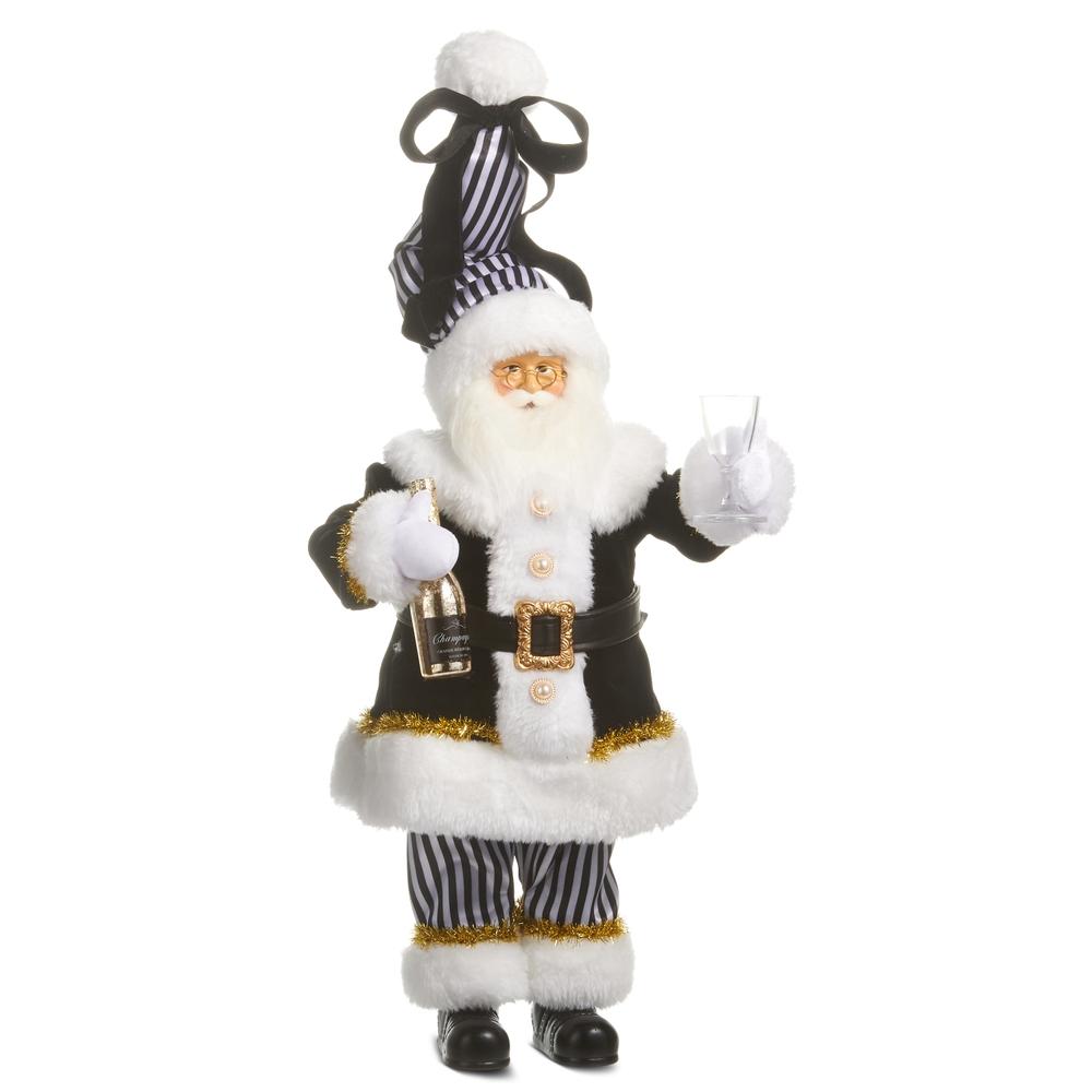 RAZ Imports 18" Black and White Champagne Santa