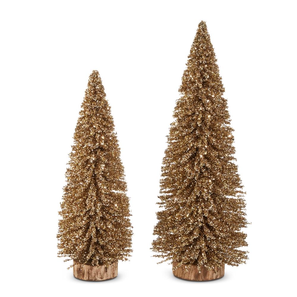 RAZ Imports 18" Gold Glittered Trees