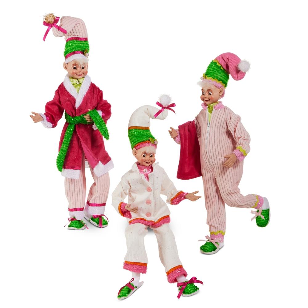 RAZ Imports 18" Neon Noel Pajama Posable Elf
