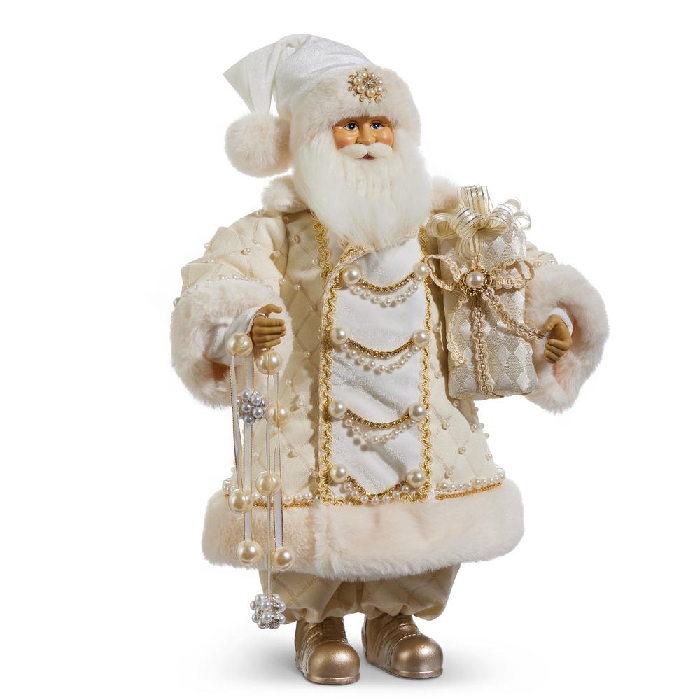 RAZ Imports 18" Pearl and Jewel Champagne Santa