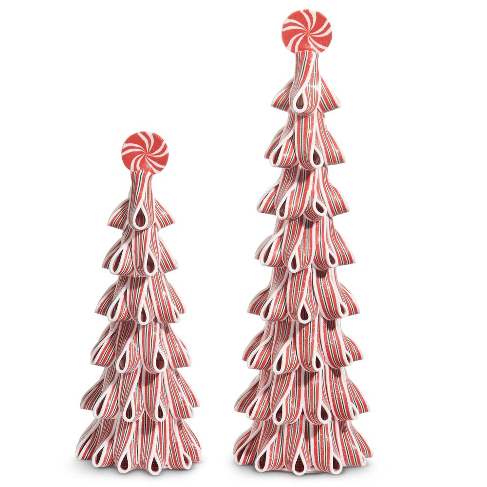 RAZ Imports 18" Red and White Ribbon Candy Trees