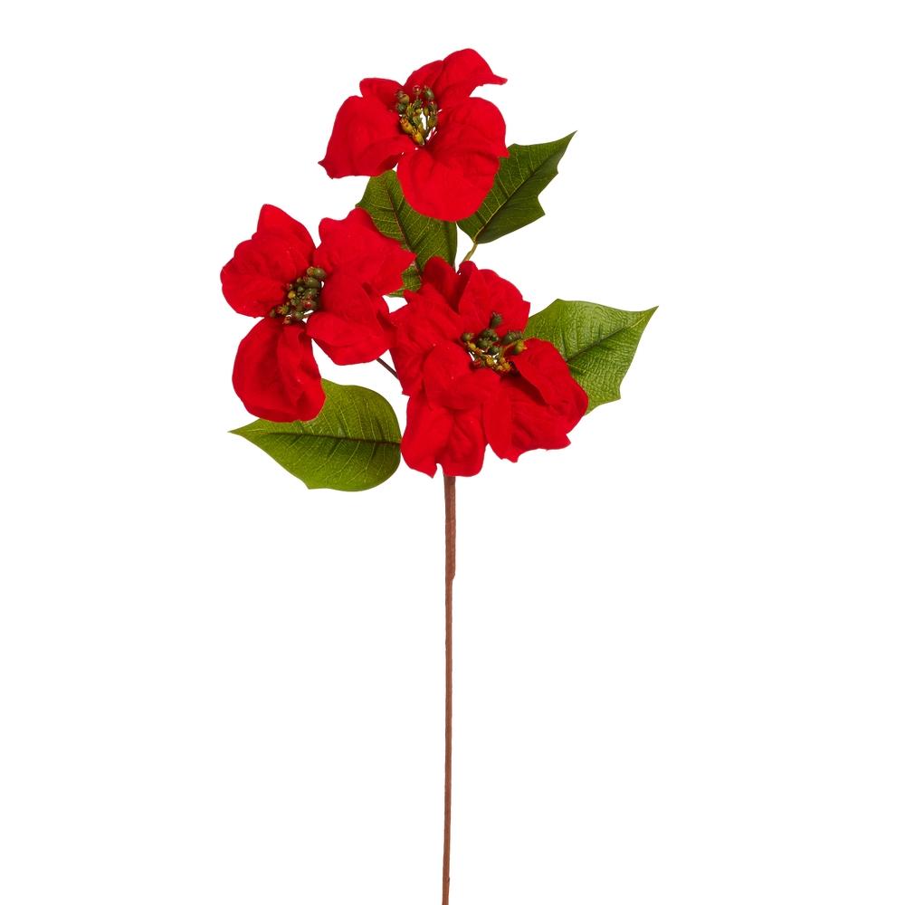 RAZ Imports 18" Red Velvet Poinsettia Spray