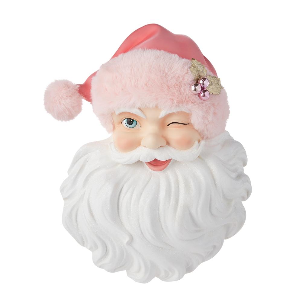 RAZ Imports 18" Santa Face with Pink Hat Wall Art