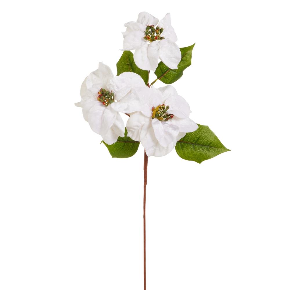 RAZ Imports 18" White Velvet Poinsettia Spray