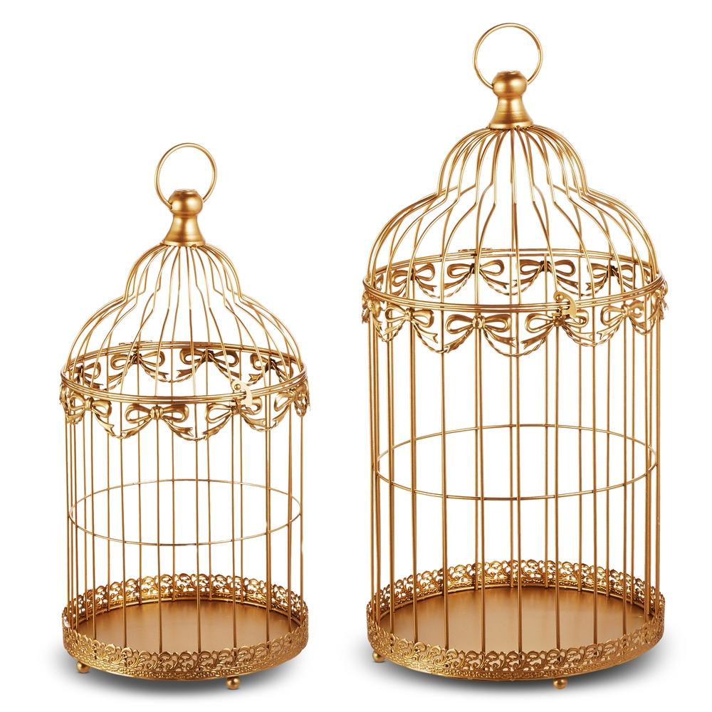 RAZ Imports 19.5" Gold Bow Birdcages