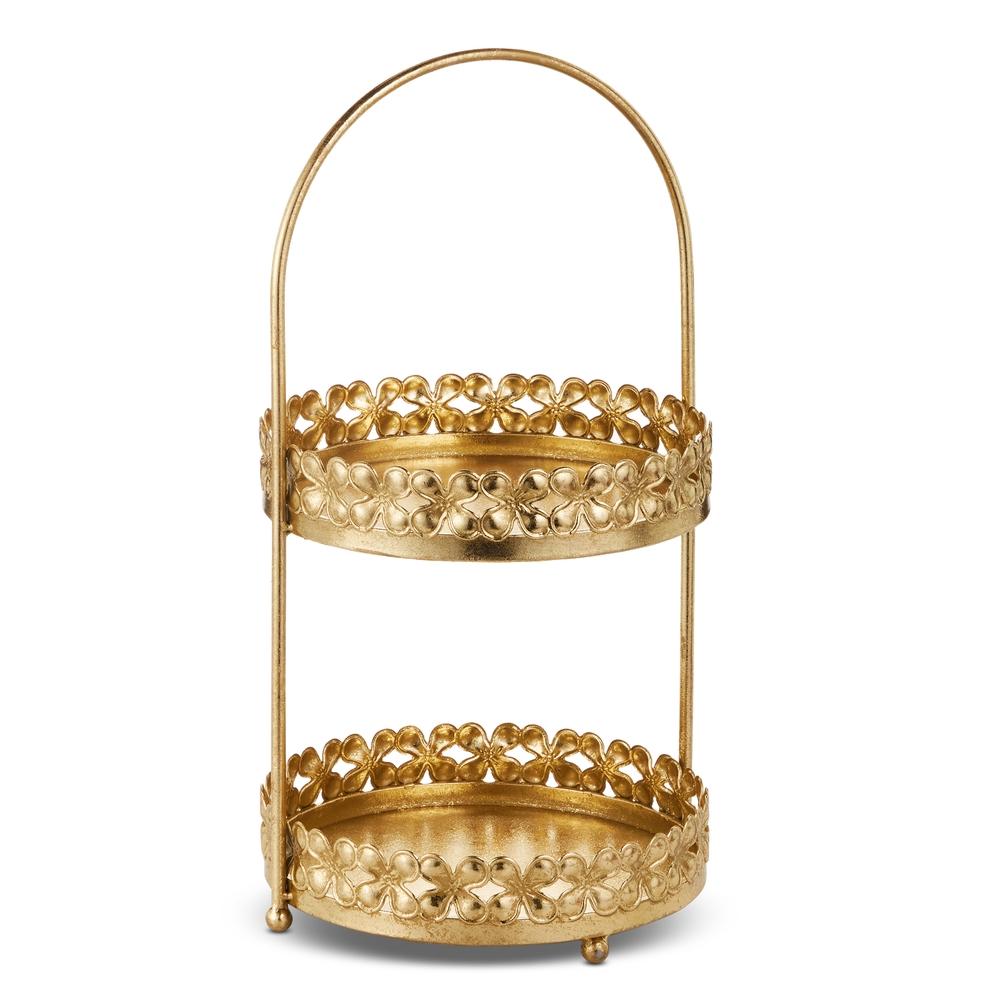 RAZ Imports 19.5" Gold Metal Tiered Stand
