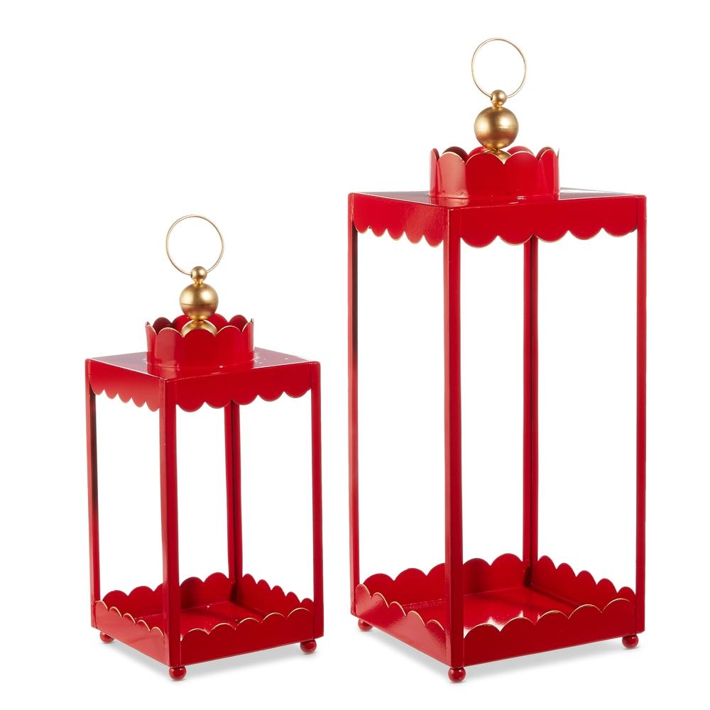 RAZ Imports 19.75" Red Scalloped Lanterns