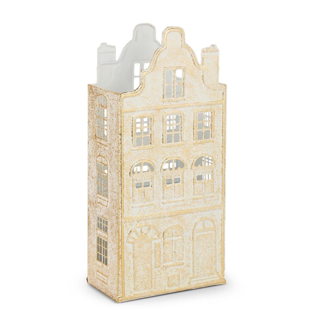 RAZ Imports 19" Gold Brush Ivory House Lantern