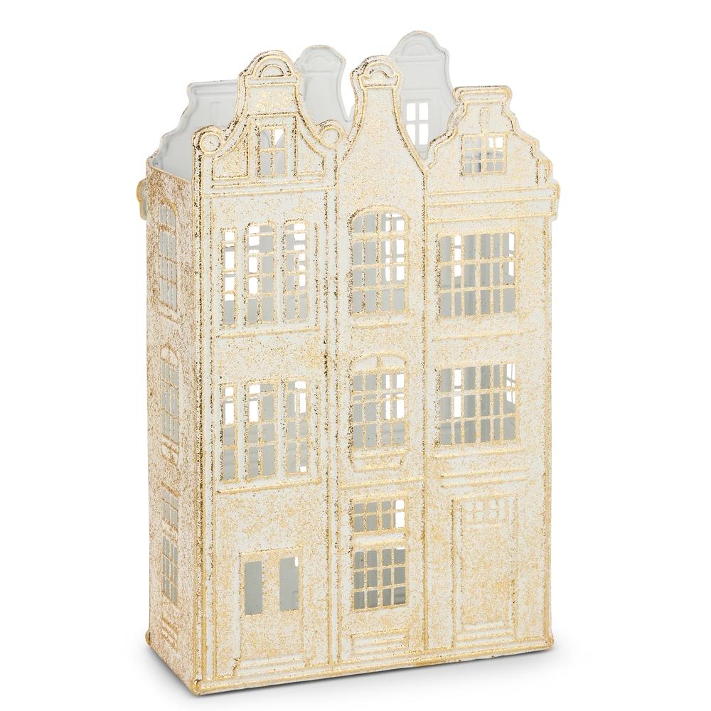 RAZ Imports 19" Gold Brush Ivory House Lantern