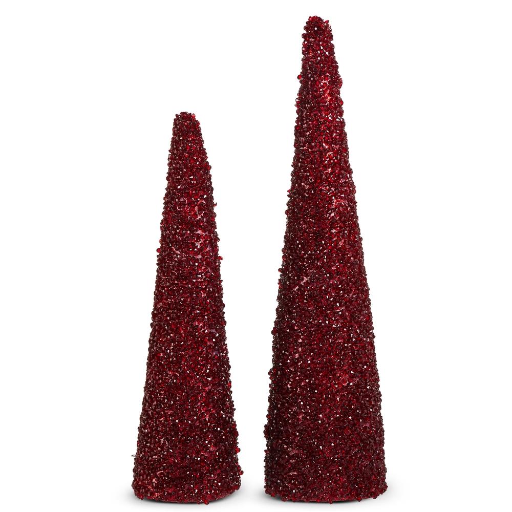 RAZ Imports 19" Red Bead Cone Tree