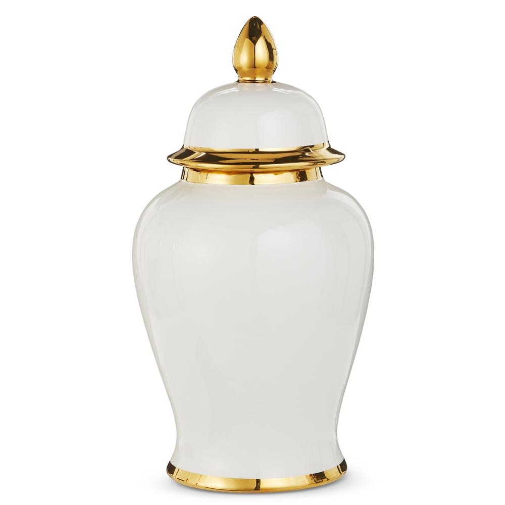 RAZ Imports 19" White and Gold Ginger Jar