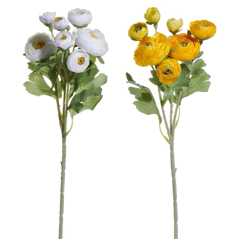 RAZ Imports 19" White and Yellow Ranunculus Spray