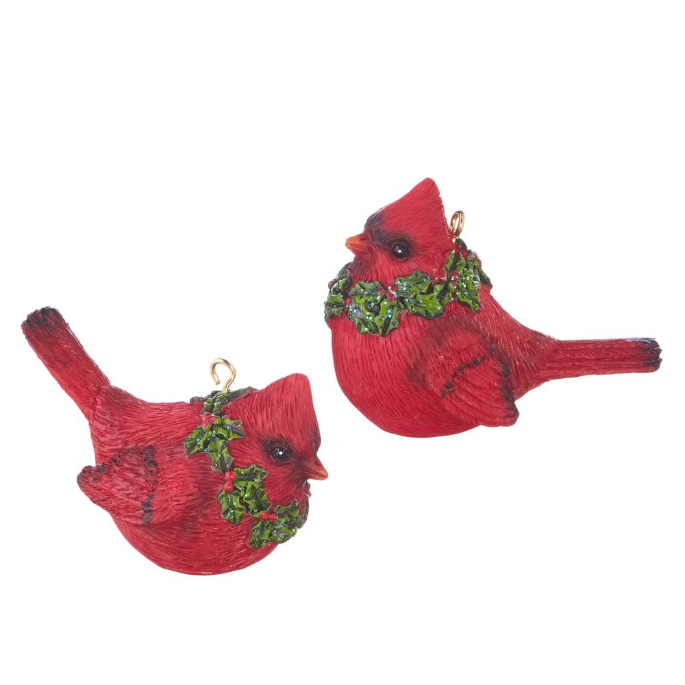 RAZ Imports 2.5" Cardinal with Wreath Ornament