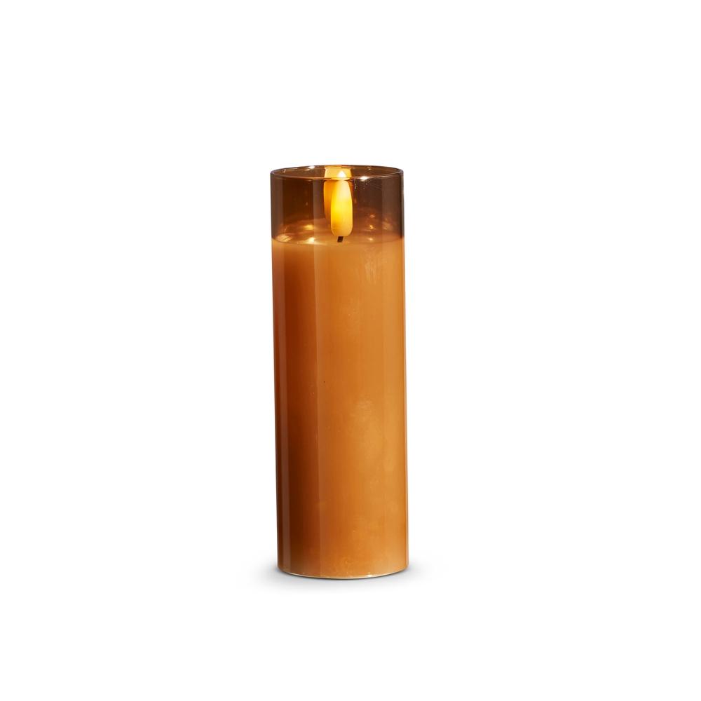RAZ Imports 2" x 6" Gold Glass Ivory Pillar Candle