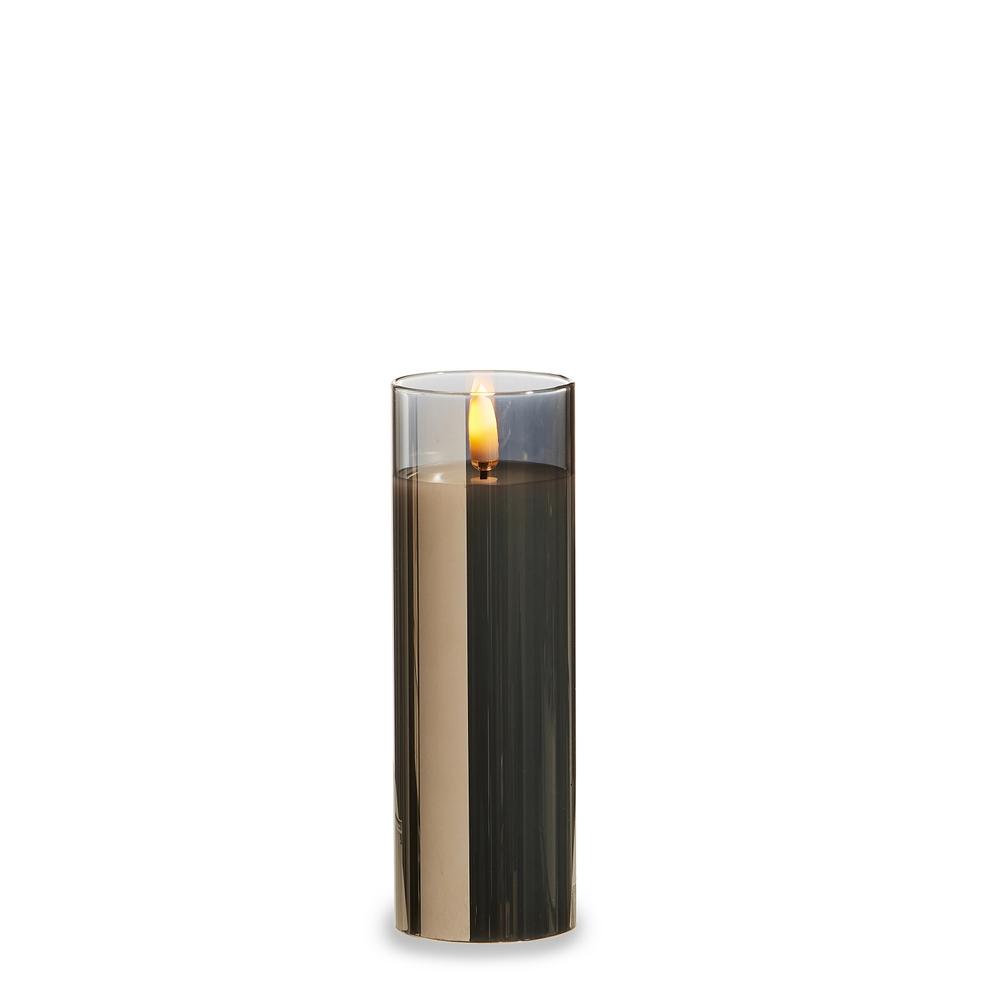 RAZ Imports 2" X 6" Smoke Glass Ivory Pillar Candle