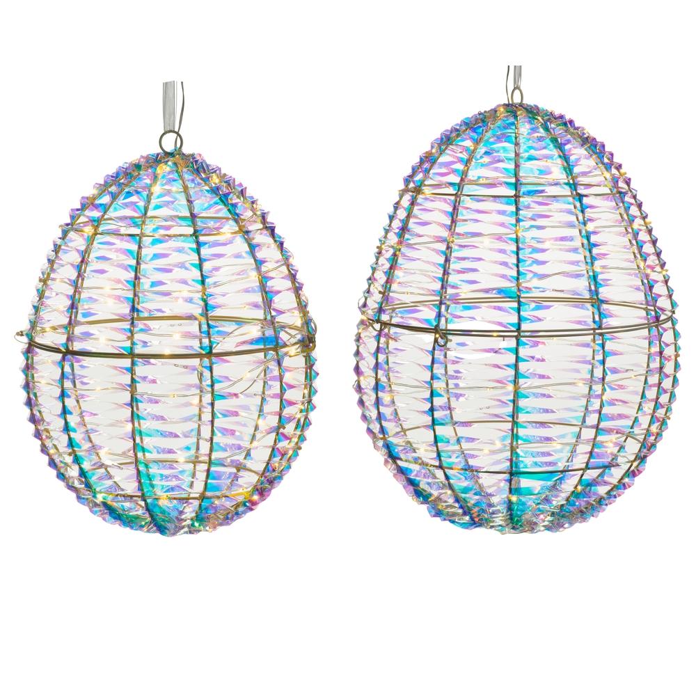 RAZ Imports 20.5" Lighted Hanging Mylar Eggs