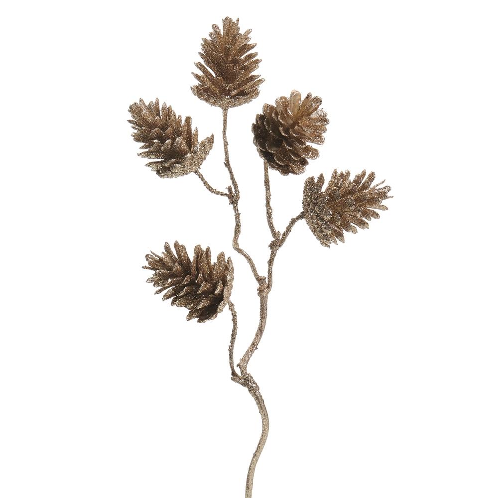 RAZ Imports 20" Gold Glitter Pinecone Spray