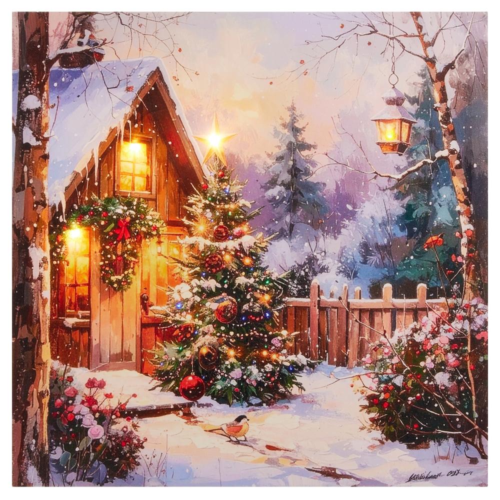 RAZ Imports 20" Holiday Cabin Lit Print