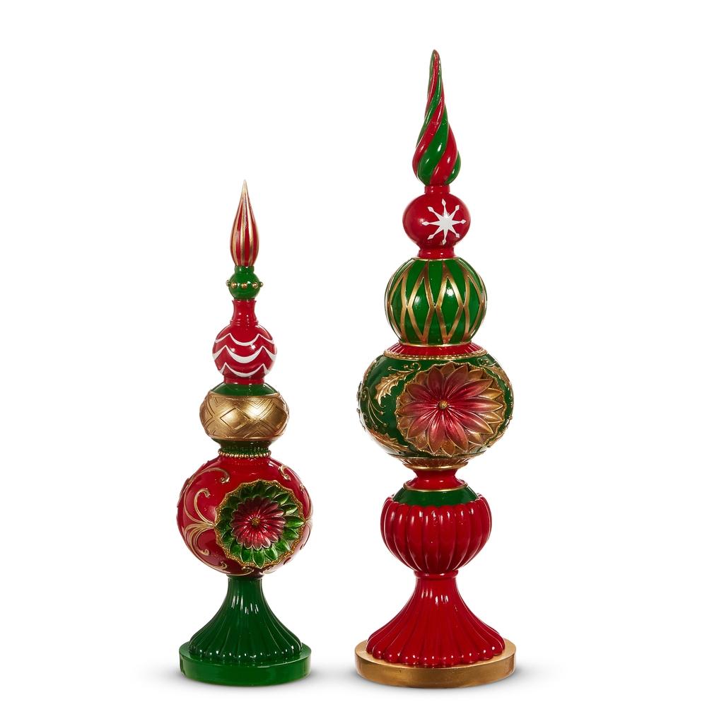 RAZ Imports 20" Vintage Red and Green Finials