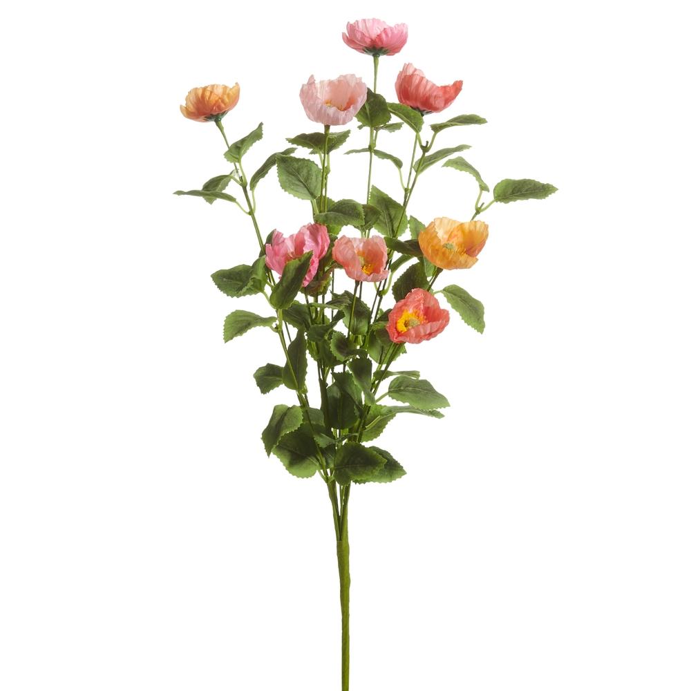 RAZ Imports 21.5" Pink and Coral Poppy Bush
