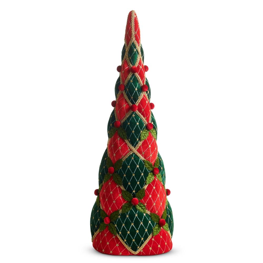 RAZ Imports 22.5" Red and Green Velvet Cone Tree