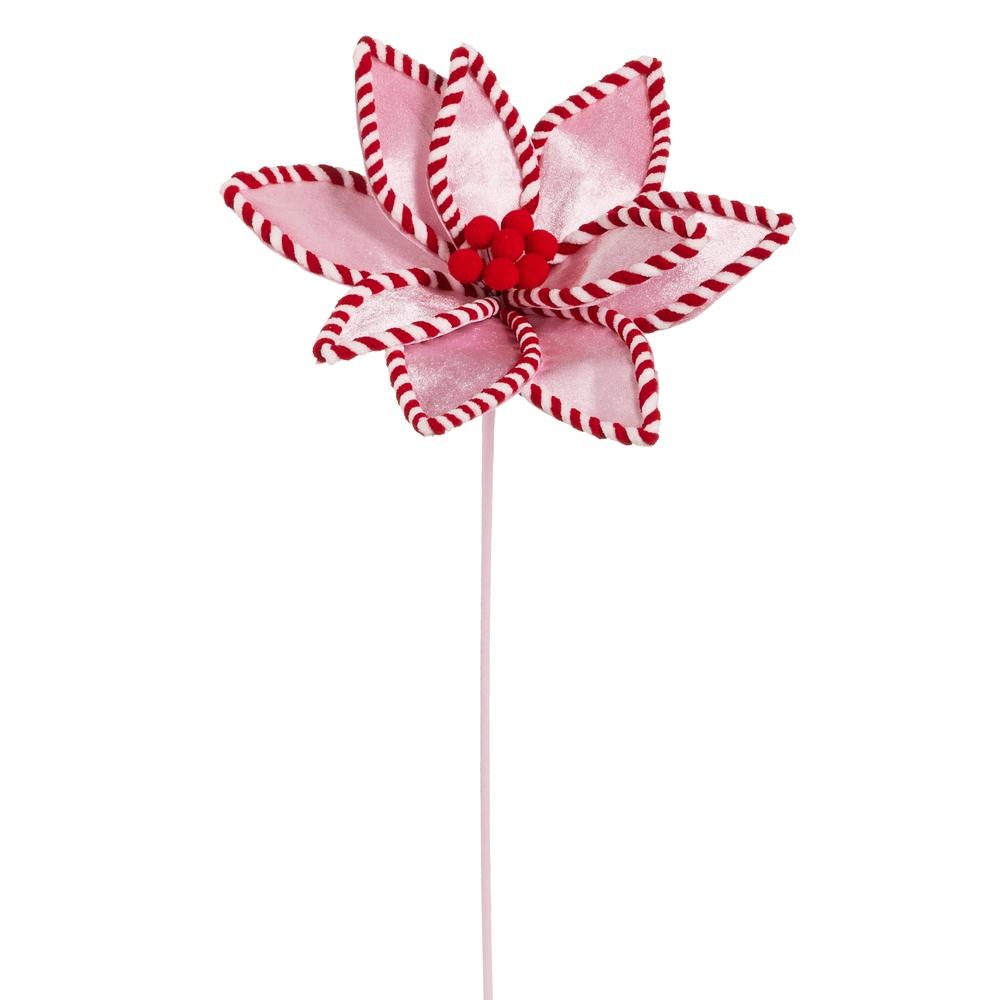 RAZ Imports 22" Pink and Peppermint Poinsettia Stem