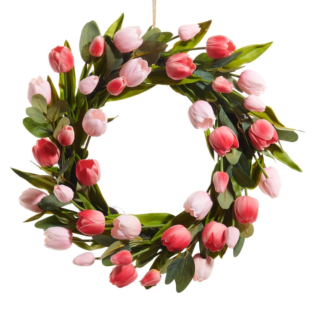 RAZ Imports 22" Shades of Pink Tulip Wreath