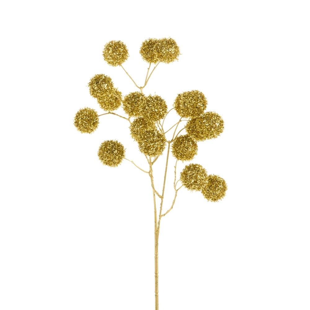 RAZ Imports 23" Gold Tinsel Ball Spray