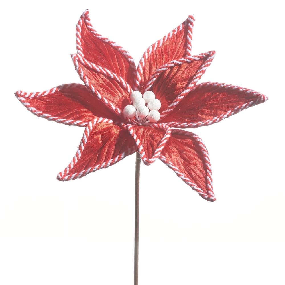 RAZ Imports 23" Red Velvet Poinsettia Stem