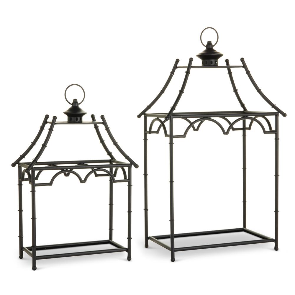 RAZ Imports 24" Black Bamboo Pagoda Lantern
