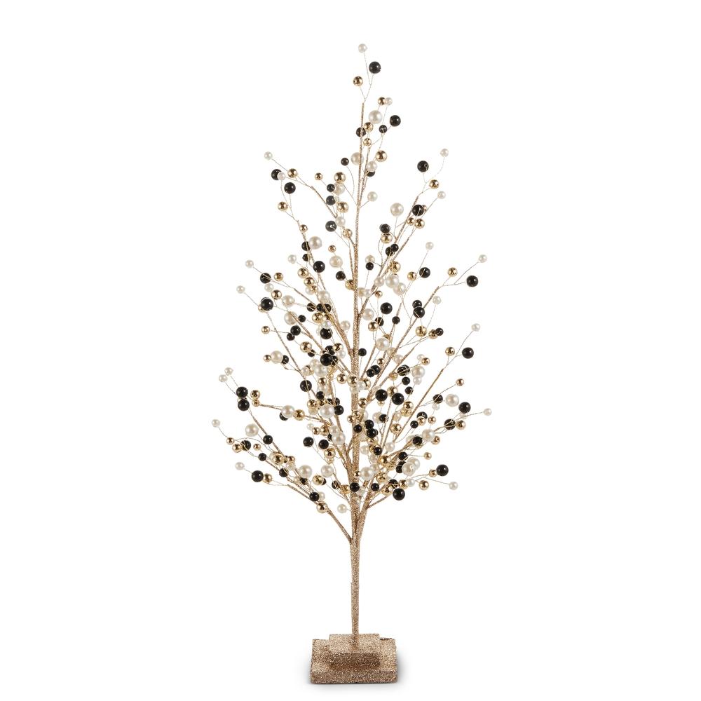RAZ Imports 24" Black Pearl and Gold Bead Tree