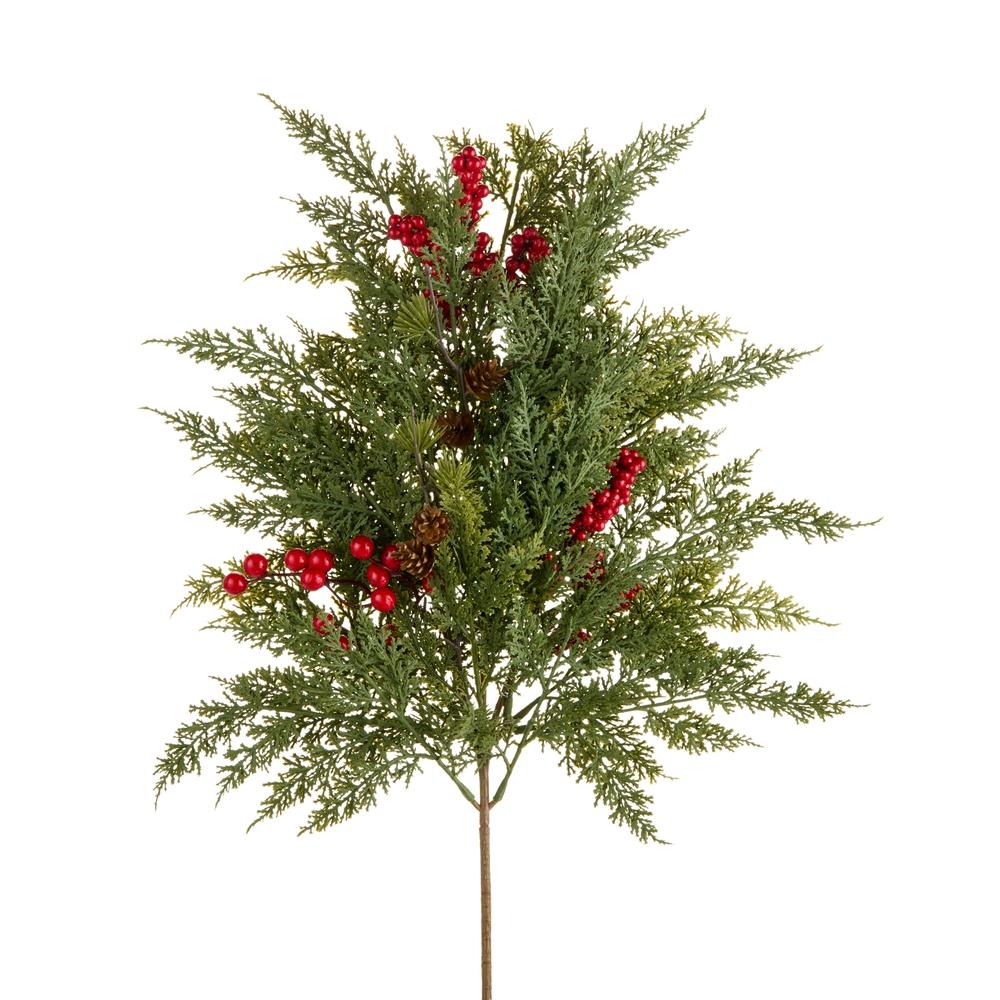 RAZ Imports 24" Cedar and Red Berry Spray
