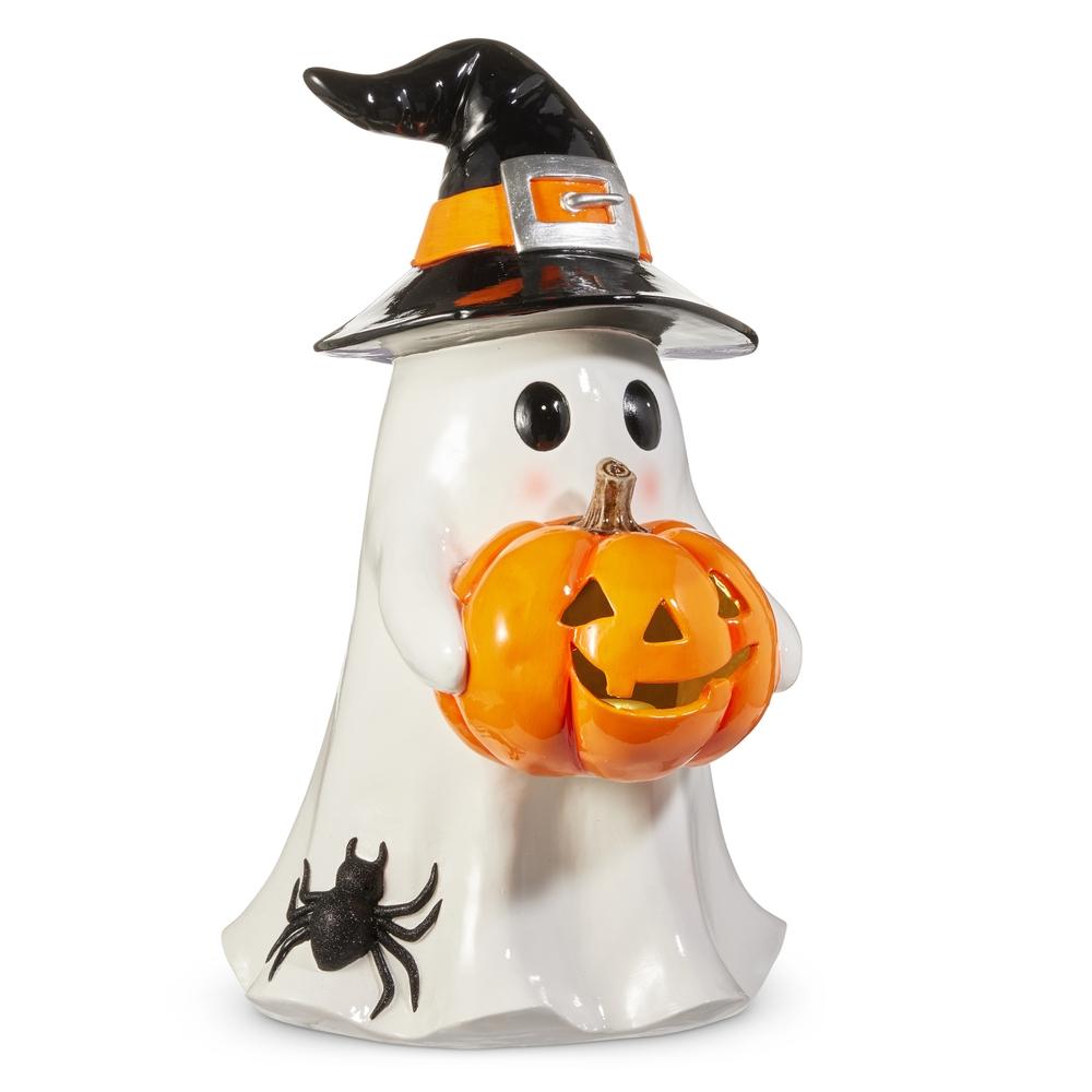 RAZ Imports 24" Ghost Holding Lighted Pumpkin