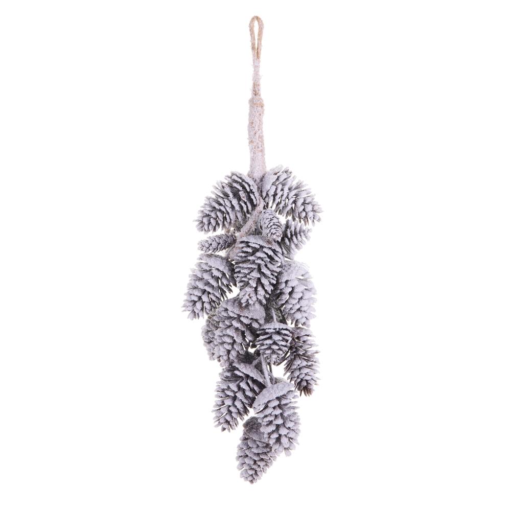 RAZ Imports 24" Hanging Iced Pinecone Cluster