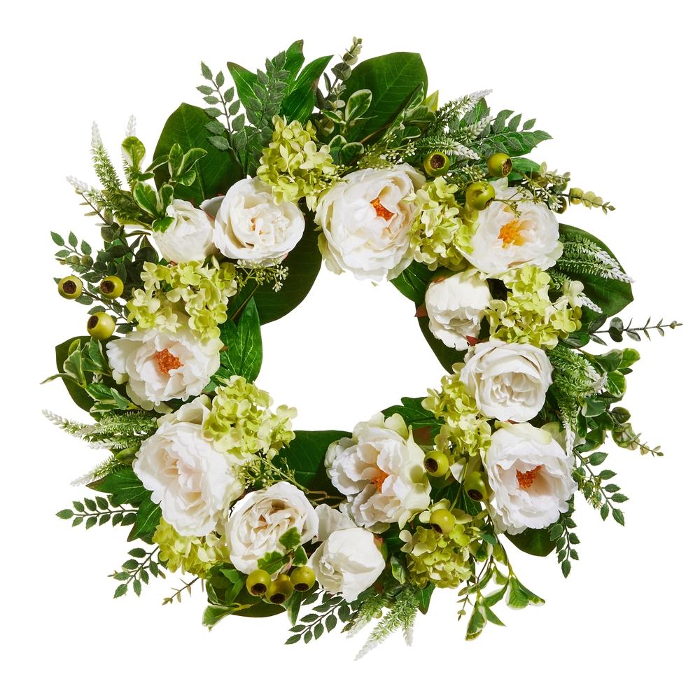 RAZ Imports 24" Mixed White Floral Wreath