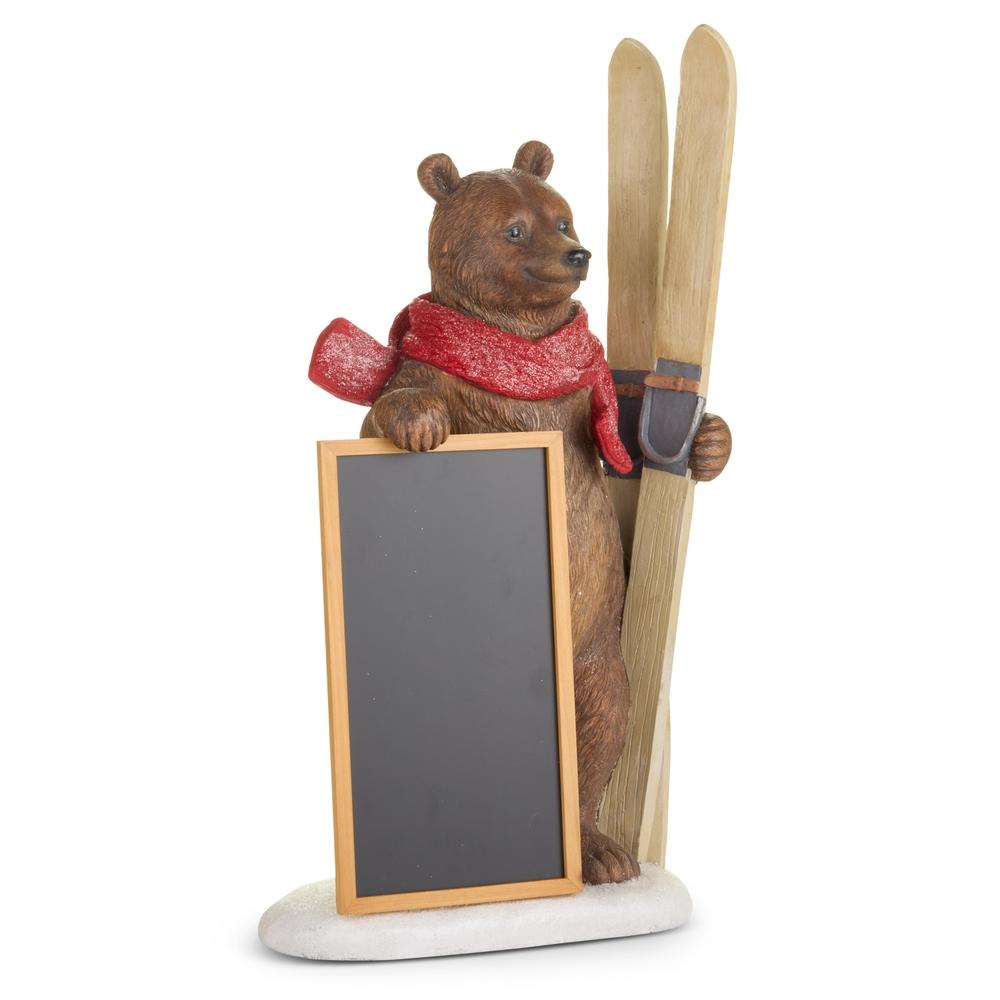 RAZ Imports 25.75" Skiing Bear with Sign