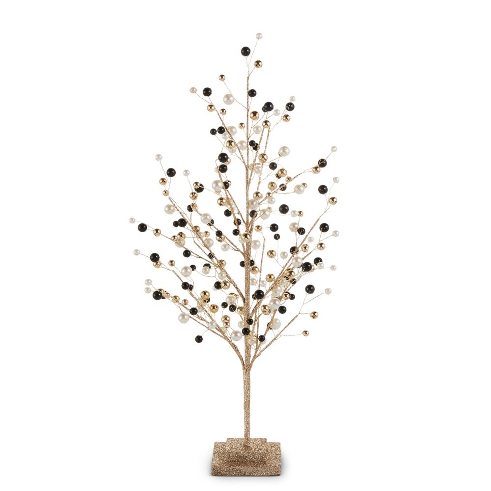 RAZ Imports 25" Black Pearl and Gold Bead Tree