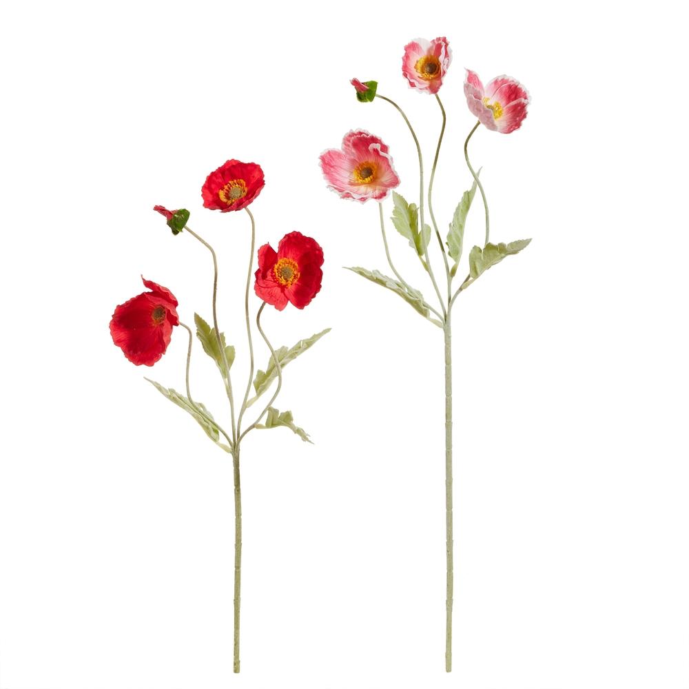 RAZ Imports 25" Real Touch Pink & Red Poppy Spray
