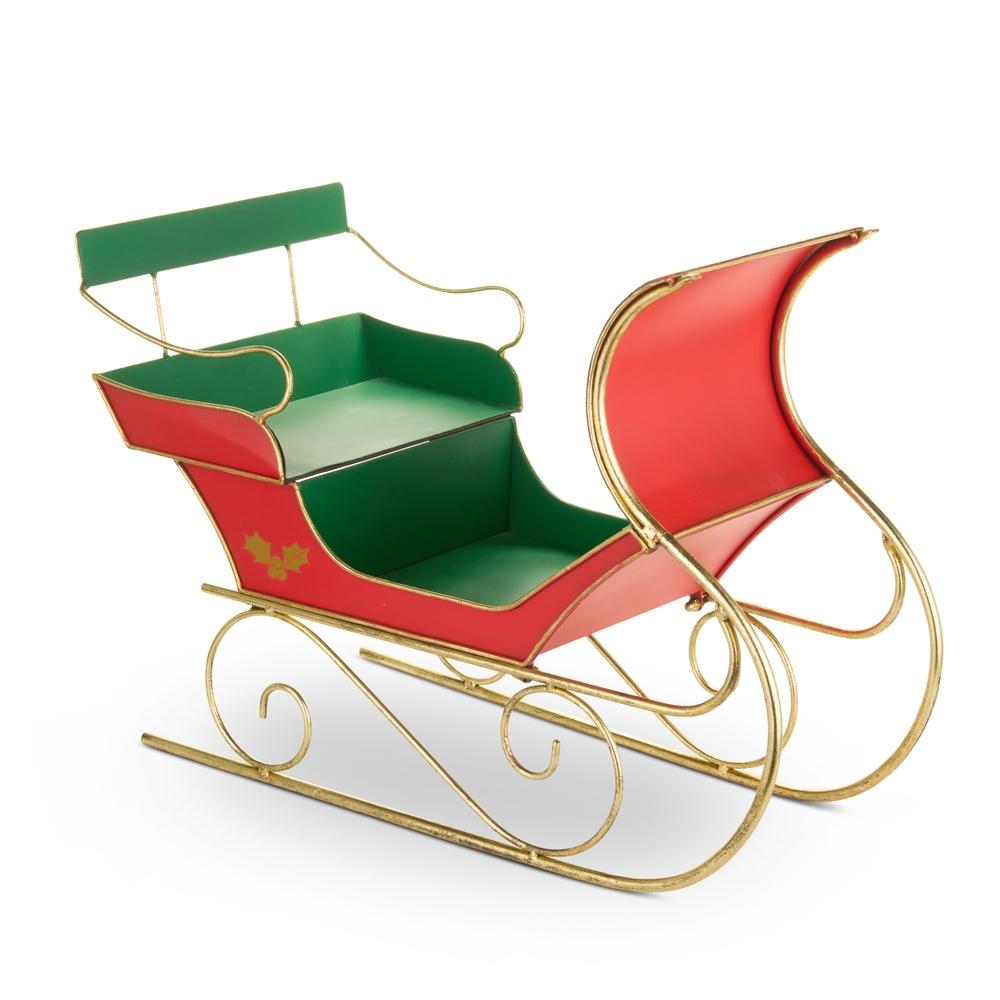 RAZ Imports 25" Red Green and Gold Sleigh