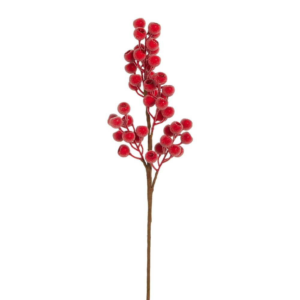 RAZ Imports 25" Sugared Bright Red Berry Spray