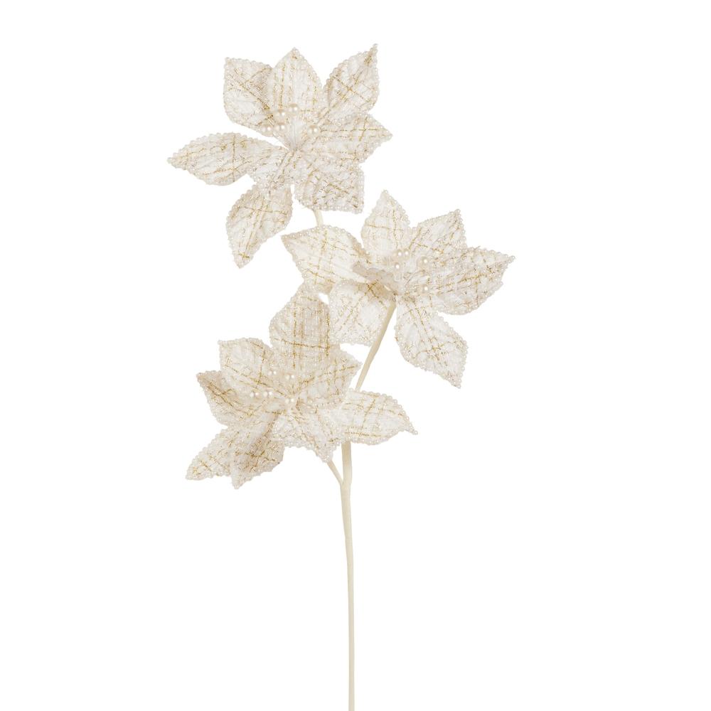 RAZ Imports 25" Tweed and Pearl Poinsettia Spray