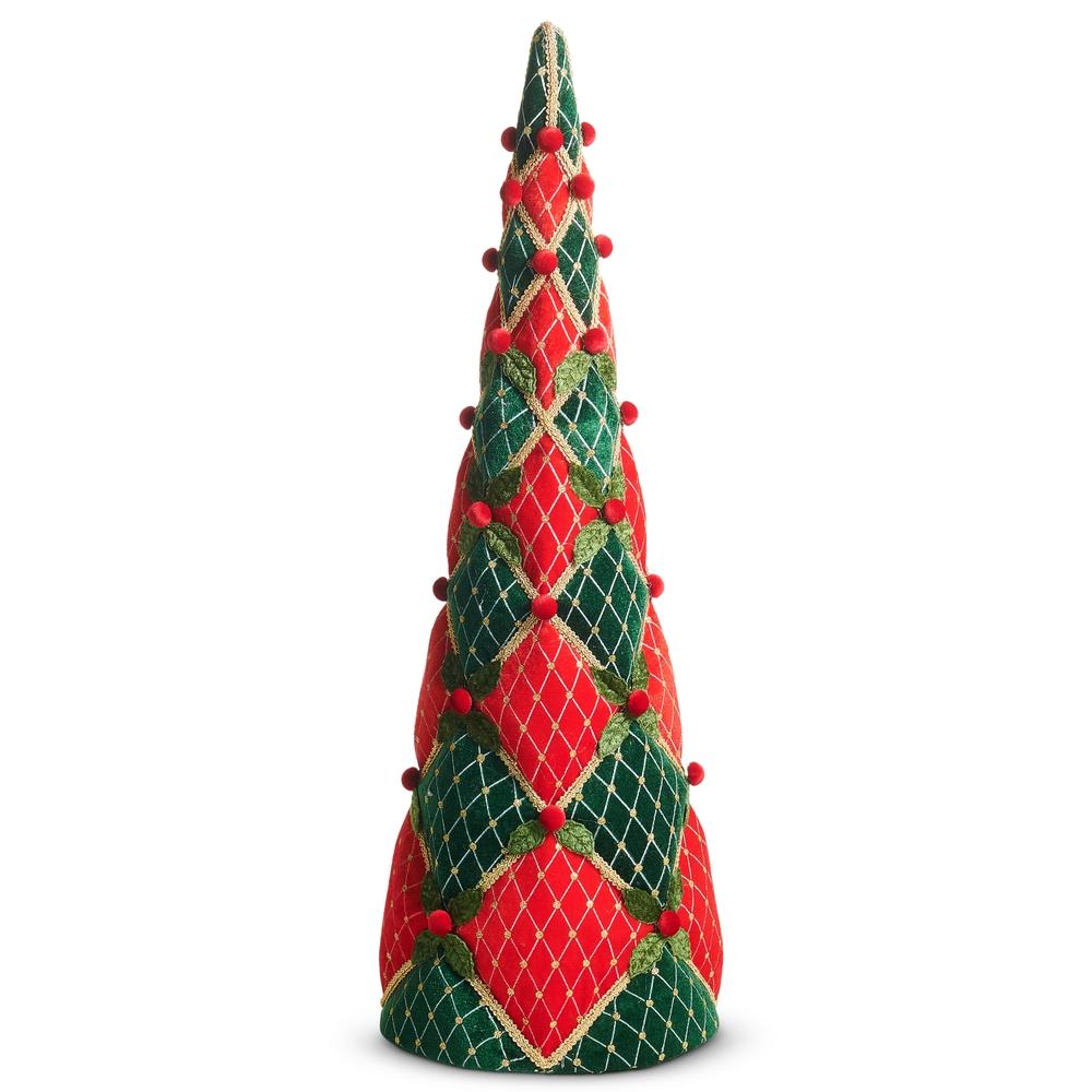 RAZ Imports 26.5" Red and Green Velvet Cone Tree