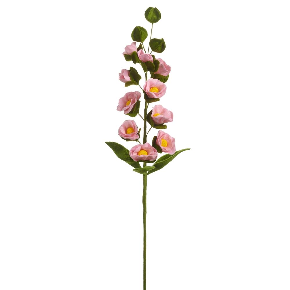 RAZ Imports 26" Pink Hollyhock Felt Stem