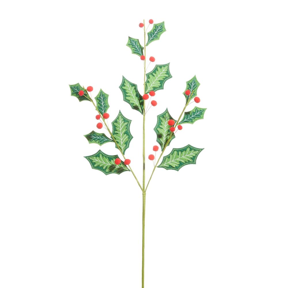 RAZ Imports 27" Holly Berry Felt Spray