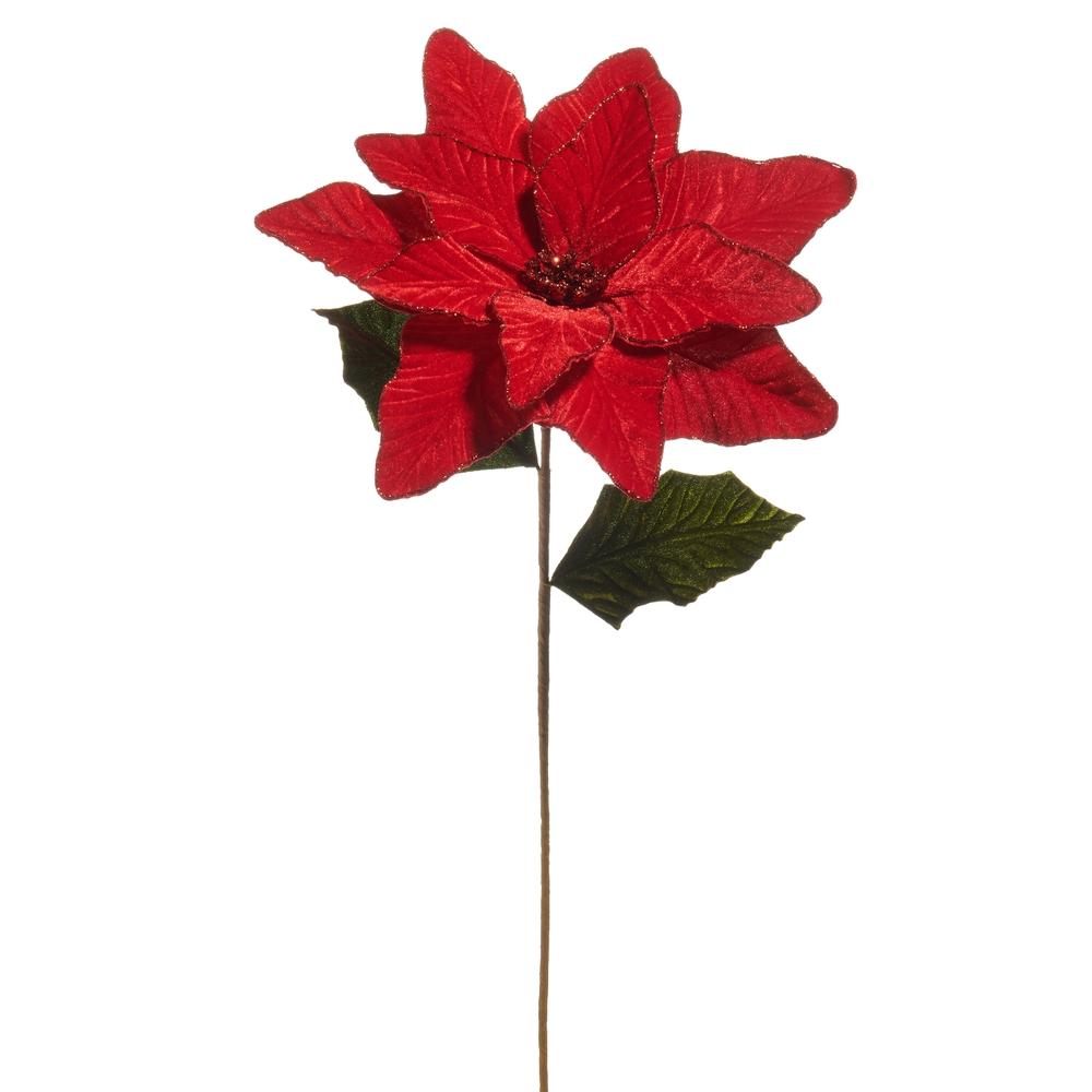RAZ Imports 27" Red Velvet Poinsettia Stem