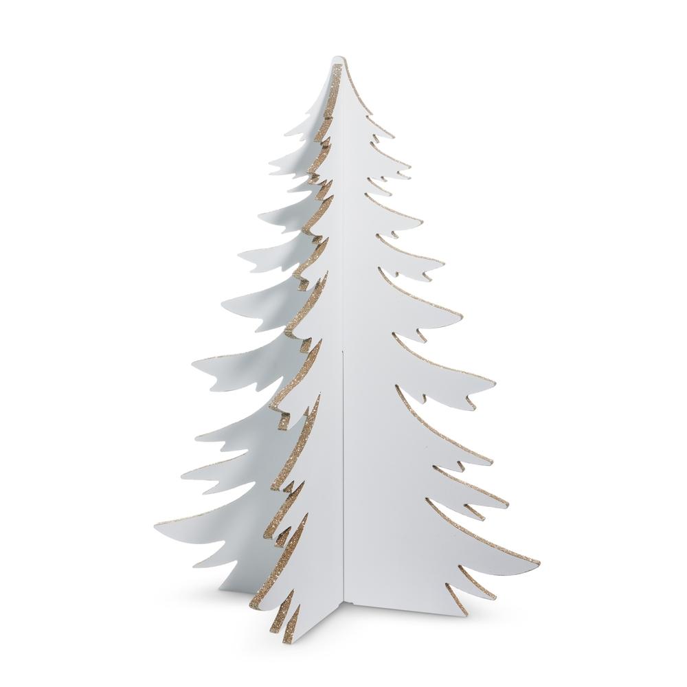 RAZ Imports 28.75" White with Gold Glitter 3-D Tree